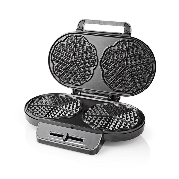 Nedis Vaffeljern | 2 x 5 Heart shaped waffles | 12 cm | 1200 W | Automatisk temperaturregulering | Metal / Plastik i gruppen HJEM, HUS & HAVE / Husholdningsapparater / Vaffeljern hos TP E-commerce Nordic AB (38-93966)