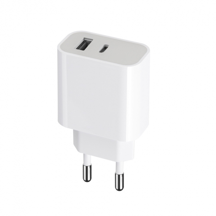 Maxlife MXTC-05 PD QC laddare 1x USB-C 1x USB 20W, vit i gruppen SMARTPHONES & TABLETS / Opladere og kabler / Vægoplader / Væg oplader Type C hos TP E-commerce Nordic AB (38-94393)