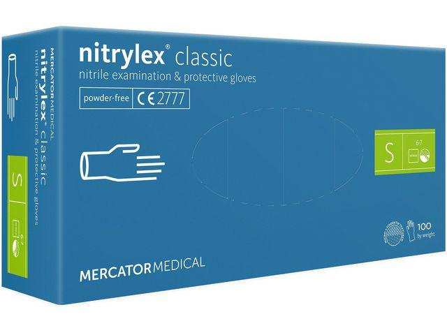 Mercator Nitrylex Classic, blå 100-pak, størrelse S i gruppen SKØNHED & HELSE / Helse / Handdesinfektion hos TP E-commerce Nordic AB (38-94467)