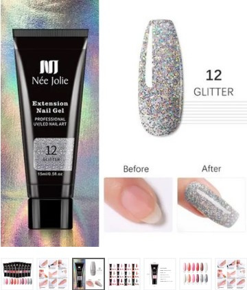 Née Jolie Extension Nail Gel - 12 Glitter i gruppen SKØNHED & HELSE / Manicure / pedicure / Neglelak hos TP E-commerce Nordic AB (38-94578)