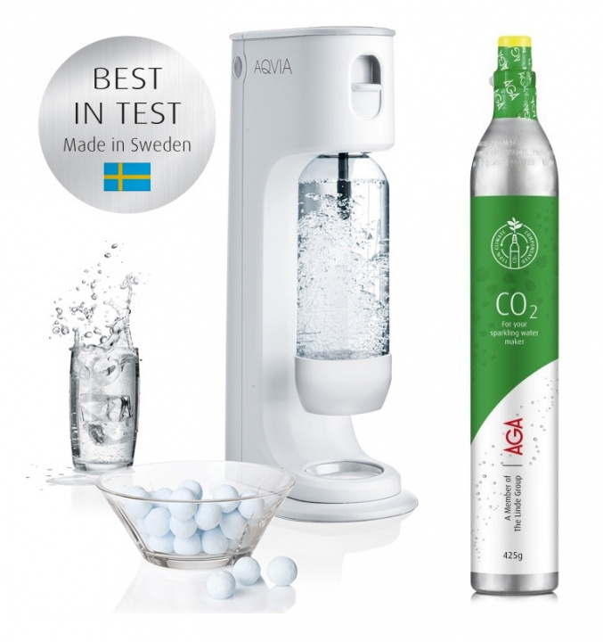 AGA Aqvia Balance (snehvid) inkl. AGA Biogon C kulsyrepatron 425 g, grøn i gruppen HJEM, HUS & HAVE / Husholdningsapparater / Vand & Juice / Kulsyremaskiner / Kulsyremaskiner hos TP E-commerce Nordic AB (38-94722)