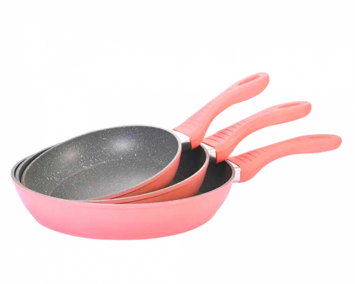 3-delt stegepandesæt, induktion, ridsefri stegepande, non-stick, marmor, pink i gruppen HJEM, HUS & HAVE / Køkkenredskaber / Stegepander hos TP E-commerce Nordic AB (38-94737)