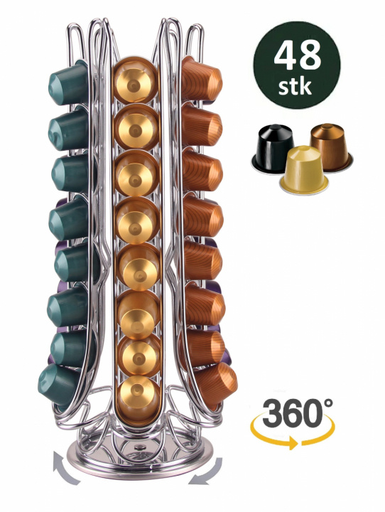 Stativ til kaffekapsler - drejeligt, 48 kapsler - Nespresso i gruppen HJEM, HUS & HAVE / Husholdningsapparater / Kaffe og espresso / Kaffekapslar hos TP E-commerce Nordic AB (38-94748)
