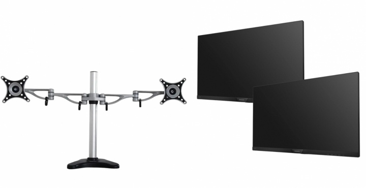 Dual-monitor skrivbordsfäste och två skärmar från Philips Pre-owned, Grade B i gruppen COMPUTERTILBEHØR / Monitor / Monitor arme og beslag hos TP E-commerce Nordic AB (38-94852)