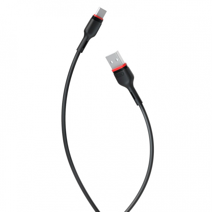 XO USB - USB-C-kabel, 1,0 m, 2,4A, sort i gruppen COMPUTERTILBEHØR / Kabler og adaptere / USB / USB-C hos TP E-commerce Nordic AB (38-95919)