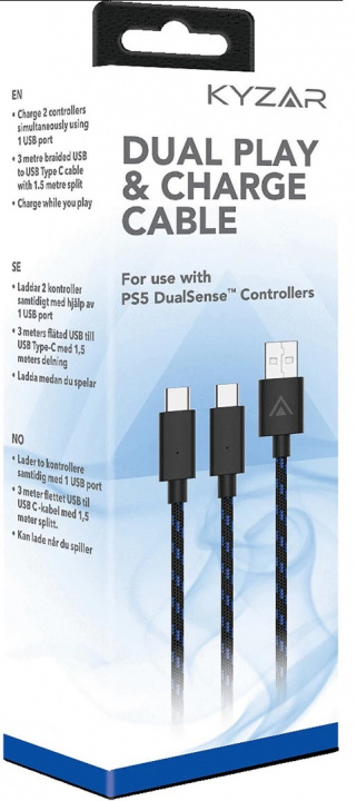 Kyzar Laddkabel för 2st DualSense-kontroller i gruppen HJEMMEELEKTRONIK / Spilkonsoller og tilbehør / Sony PlayStation 5 hos TP E-commerce Nordic AB (38-96571)