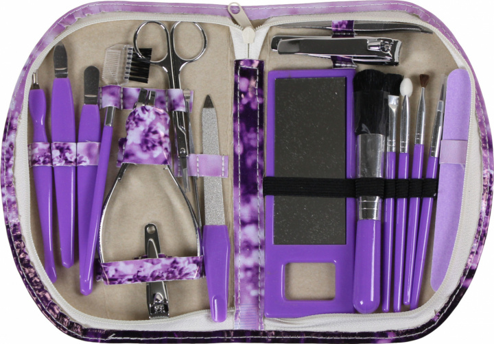 Wellys 18 Pieces Manicure Set, Purple i gruppen SKØNHED & HELSE / Manicure / pedicure / Negle kit hos TP E-commerce Nordic AB (38-96585)