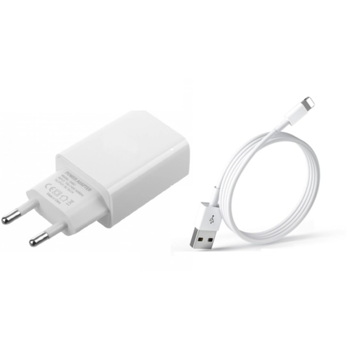 Väggladdarpaket för iPhone, USB-A till lightning 1m + Strömadapter 5V/2A i gruppen SMARTPHONES & TABLETS / Opladere og kabler / Vægoplader / Vægoplader Lightning hos TP E-commerce Nordic AB (38-97160PKT)