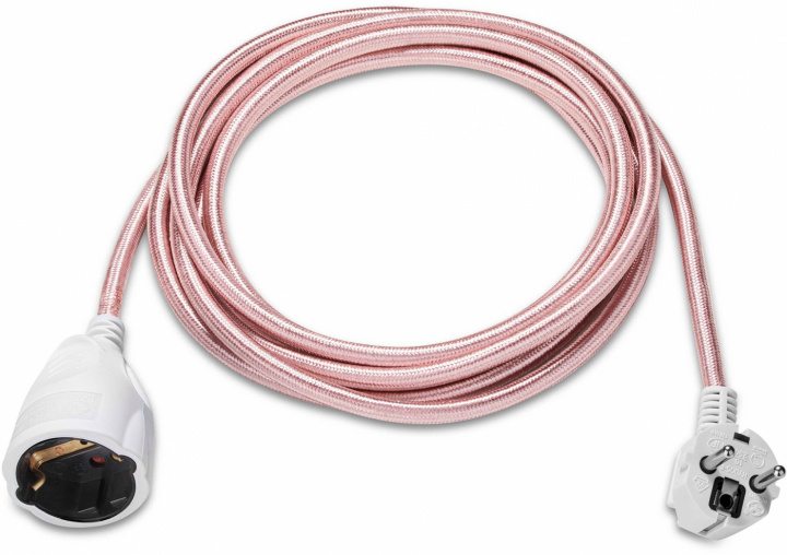 Limited Label jordet forlængerkabel i tekstil, 3 meter, Pink/Coral i gruppen HJEM, HUS & HAVE / Elektricitet & Belysning / Forlængerledninger hos TP E-commerce Nordic AB (38-97176)