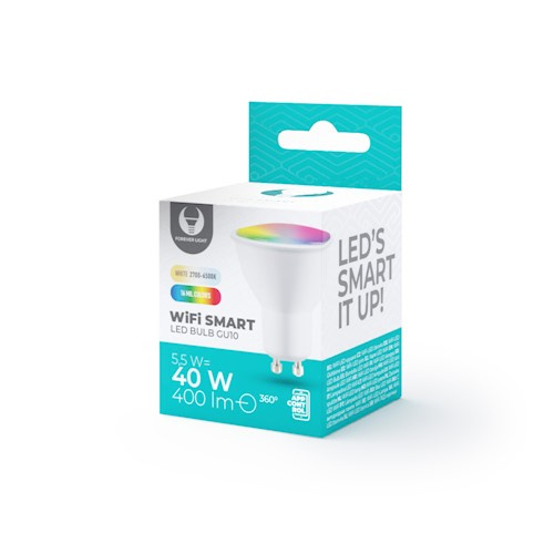Forever Light Smart LED-pære med WiFi GU10 5,5W, 400lm, RGB i gruppen HJEMMEELEKTRONIK / Lys / LED lamper hos TP E-commerce Nordic AB (38-97200)