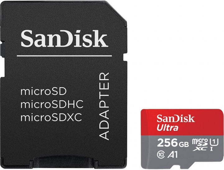 SanDisk Ultra Minneskort microSDXC, 256GB i gruppen HJEMMEELEKTRONIK / Lagringsmedier / Hukommelseskort / MicroSD/HC/XC hos TP E-commerce Nordic AB (38-97325)