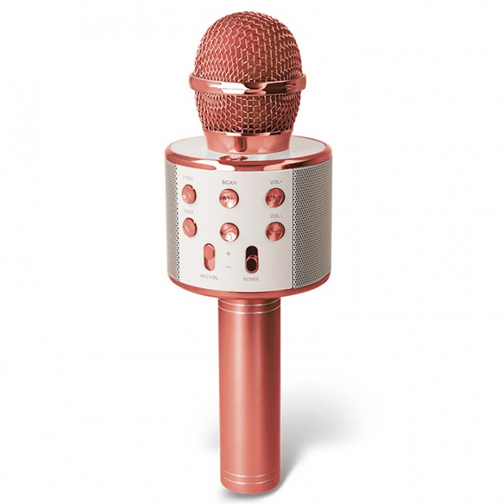 Forever BMS-300 Lite - BT-karaokemikrofon med højttaler, rosaguld i gruppen HJEMMEELEKTRONIK / Lyd & billede / Håndholdte mikrofoner hos TP E-commerce Nordic AB (38-97632)