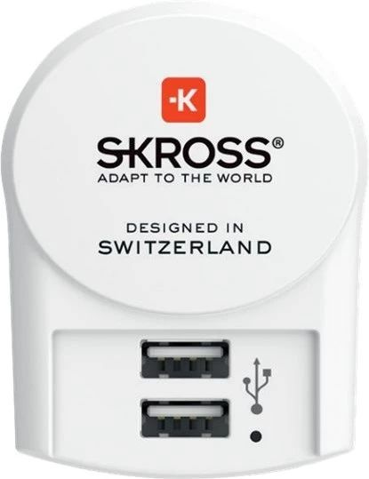 Skross Reseadapter Europa till 2x USB-A i gruppen HJEM, HUS & HAVE / Elektricitet & Belysning / Rejseadaptere hos TP E-commerce Nordic AB (38-98103)