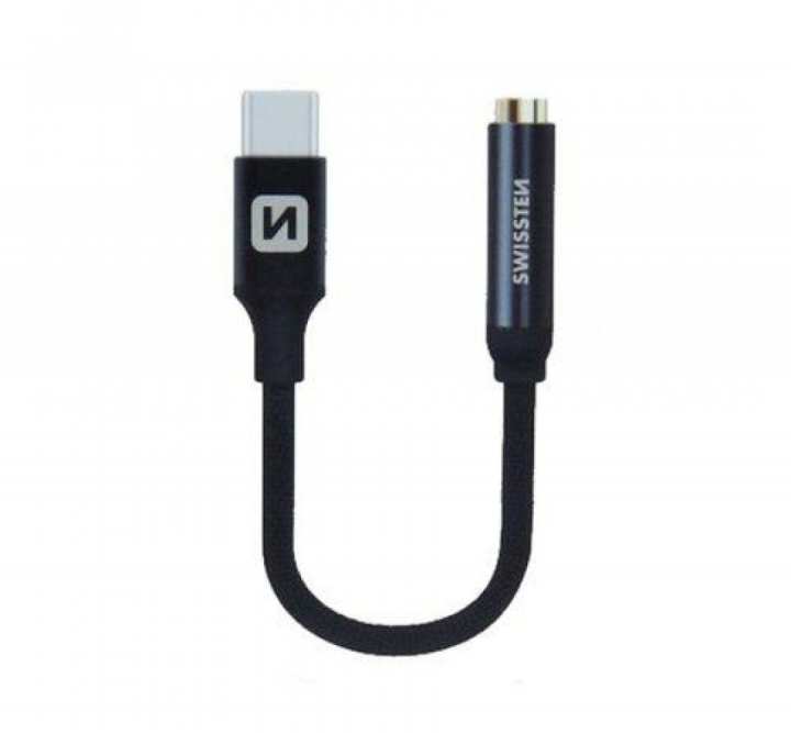 Swissten USB-C till 3,5mm Adapter, 15cm, Svart i gruppen SMARTPHONES & TABLETS / Opladere og kabler / Adaptere hos TP E-commerce Nordic AB (38-98165)