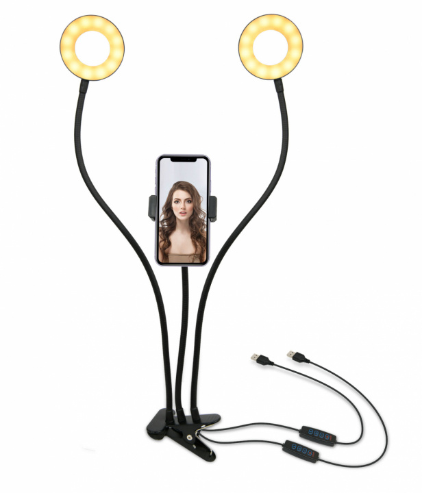 United VBL2177 Dobbelt ringlys med mobilholder i gruppen HJEMMEELEKTRONIK / Foto og video / Fotografi udstyr / Ring light hos TP E-commerce Nordic AB (38-98647)