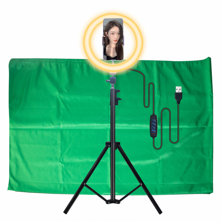 United VMS2382 Video Maker Set m. ringlys og baggrund i gruppen HJEMMEELEKTRONIK / Foto og video / Fotografi udstyr / Ring light hos TP E-commerce Nordic AB (38-98660)