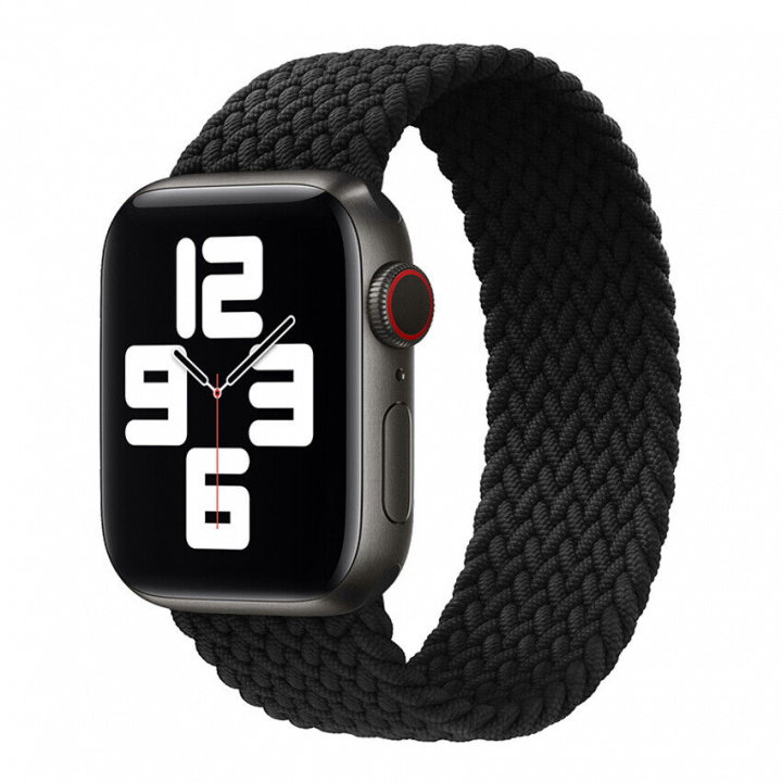 Flätat armband till Apple Watch 42/44/45 mm, Svart, Medium i gruppen SMARTPHONES & TABLETS / Træning, hjem og fritid / Apple Watch & Tilbehør / Tilbehør hos TP E-commerce Nordic AB (38-98907)