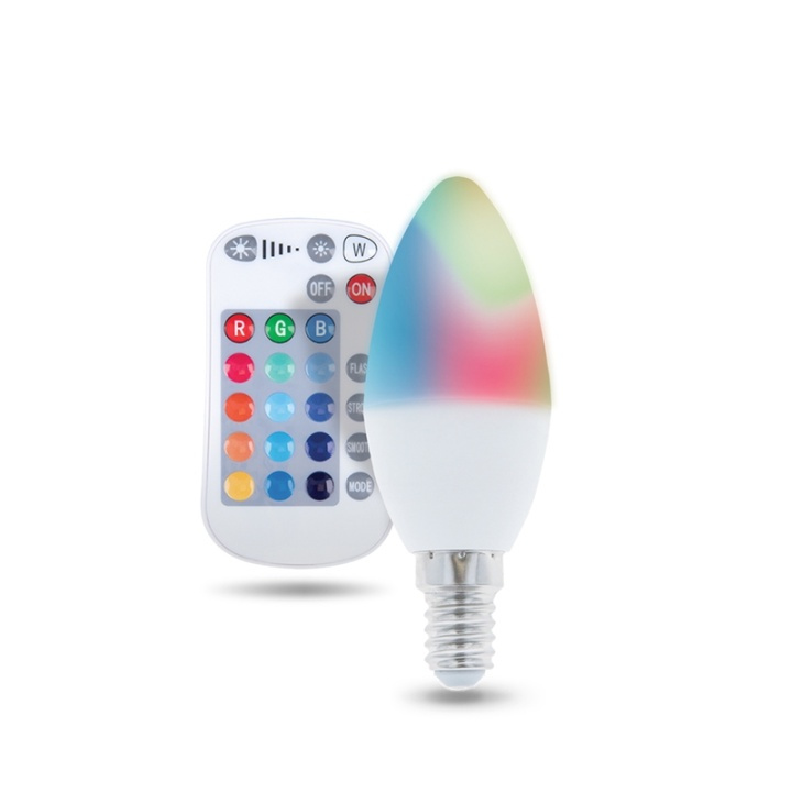 Fjernstyret LED-lampe med RGB, E14, C37, 5W i gruppen HJEMMEELEKTRONIK / Lys / LED lamper hos TP E-commerce Nordic AB (38-99029)