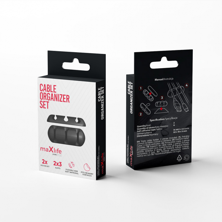 Maxlife kabelklemme, 3 x 2-pak i gruppen SPORT, FRITID & HOBBY / Sjove gadgets / Smarte løsninger hos TP E-commerce Nordic AB (38-99425)
