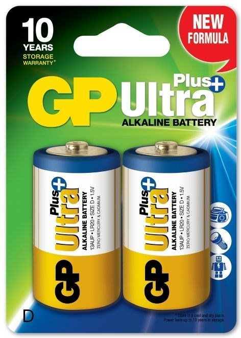 GP Ultra Plus Alkaline D-batteri, 13AUP/LR20, 2-pak i gruppen HJEMMEELEKTRONIK / Batterier og opladere / Batterier / Andet hos TP E-commerce Nordic AB (38-99861)