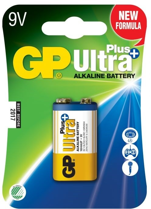 GP Ultra Plus Alkaline 9V batteri, 1604AUP/6LF22, 1-pak i gruppen HJEMMEELEKTRONIK / Batterier og opladere / Batterier / 9V hos TP E-commerce Nordic AB (38-99863)