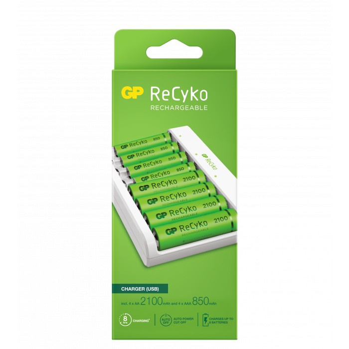 GP ReCyko batteriladdare inkl. AA- och AAA-batterier i gruppen HJEMMEELEKTRONIK / Batterier og opladere / Batterioplader hos TP E-commerce Nordic AB (38-99869)