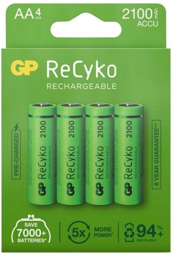 GP ReCyko AA-batteri, 2100 mAh, 4-pack i gruppen HJEMMEELEKTRONIK / Batterier og opladere / Genopladelige batterier / AA hos TP E-commerce Nordic AB (38-99871)