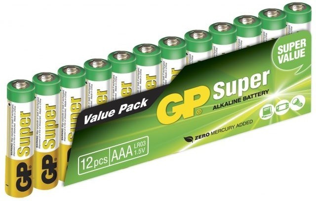 GP Super Alkaline AAA batteri, 24A/LR03, 12-pack i gruppen HJEMMEELEKTRONIK / Batterier og opladere / Batterier / AAA hos TP E-commerce Nordic AB (38-99875)
