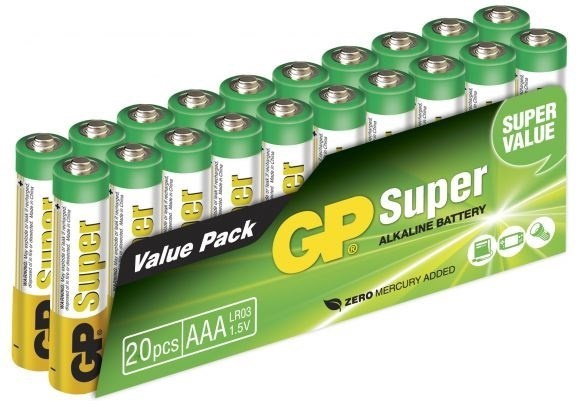 GP Super Alkaline AAA-batteri, 24A/LR03, 20-pak i gruppen HJEMMEELEKTRONIK / Batterier og opladere / Batterier / AAA hos TP E-commerce Nordic AB (38-99876)
