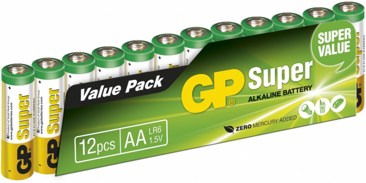 GP Super Alkaline AA batteri, 15A/LR6, 12-pak i gruppen HJEMMEELEKTRONIK / Batterier og opladere / Batterier / AA hos TP E-commerce Nordic AB (38-99877)