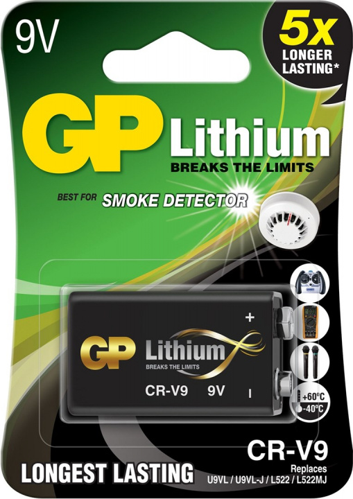 GP litiumbatteri CR-V9 1-pak i gruppen HJEMMEELEKTRONIK / Batterier og opladere / Batterier / 9V hos TP E-commerce Nordic AB (38-99882)