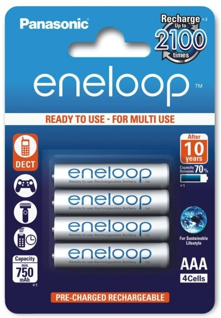 Panasonic Eneloop R03/AAA 750mAh - 4 pcs blister i gruppen HJEMMEELEKTRONIK / Batterier og opladere / Batterier / AAA hos TP E-commerce Nordic AB (89-504628)