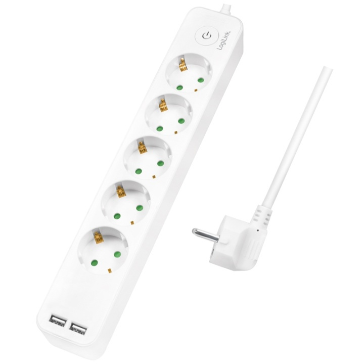 LogiLink Grenuttag 5-vägs + 2st USB m b i gruppen HJEM, HUS & HAVE / Elektricitet & Belysning / Stikdåse hos TP E-commerce Nordic AB (A00848)