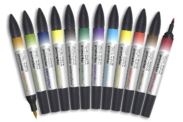 WINSOR Watercolour marker Basic Tones 12pcs set i gruppen SPORT, FRITID & HOBBY / Hobby / Mal & Tegn / Kuglepenne, Farveblyanter & Tuschpenne hos TP E-commerce Nordic AB (A01209)