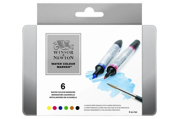 WINSOR Watercolour Marker 6pcs set i gruppen SPORT, FRITID & HOBBY / Hobby / Mal & Tegn / Kuglepenne, Farveblyanter & Tuschpenne hos TP E-commerce Nordic AB (A01210)