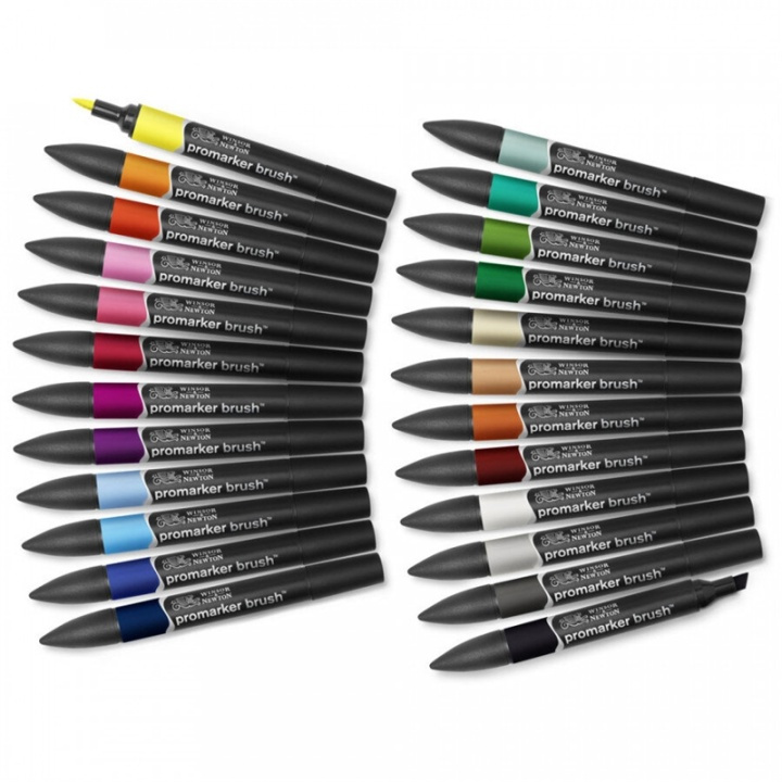 WINSOR Brushmarker set 24pcs student designer in wallet i gruppen SPORT, FRITID & HOBBY / Hobby / Mal & Tegn / Kuglepenne, Farveblyanter & Tuschpenne hos TP E-commerce Nordic AB (A01235)