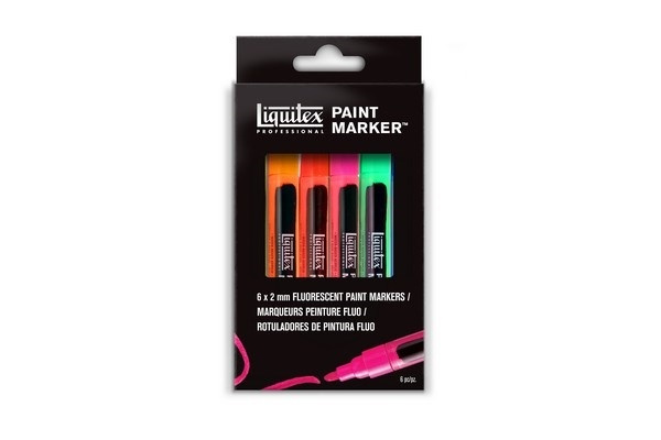 LIQUITEX Fin Paint Marker Fluorescent 6pcs i gruppen SPORT, FRITID & HOBBY / Hobby / Mal & Tegn / Kuglepenne, Farveblyanter & Tuschpenne hos TP E-commerce Nordic AB (A01245)