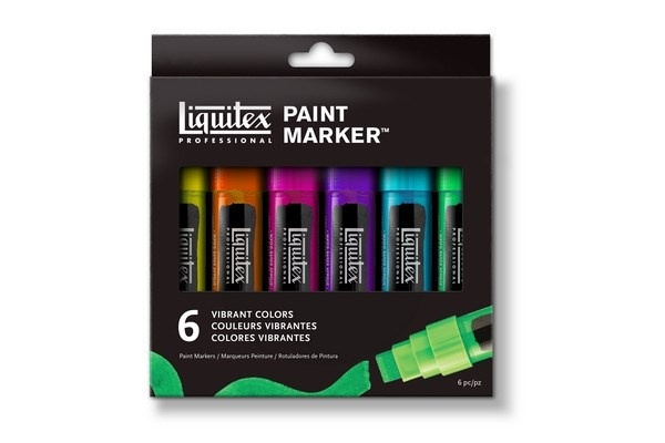 LIQUITEX Paint Marker Wide Vibrant 6pcs i gruppen SPORT, FRITID & HOBBY / Hobby / Mal & Tegn / Kuglepenne, Farveblyanter & Tuschpenne hos TP E-commerce Nordic AB (A01246)