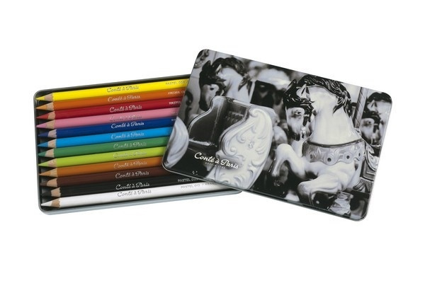 CONTE Pastel pencils set 12pcs ass in metal box i gruppen SPORT, FRITID & HOBBY / Hobby / Mal & Tegn / Kuglepenne, Farveblyanter & Tuschpenne hos TP E-commerce Nordic AB (A01250)