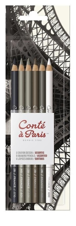CONTE Blister X6 Drawing Pencils Assorted i gruppen SPORT, FRITID & HOBBY / Hobby / Mal & Tegn / Kuglepenne, Farveblyanter & Tuschpenne hos TP E-commerce Nordic AB (A01259)