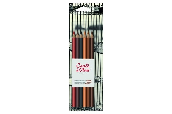 CONTE Blister X6 Sketching Pencils Sangui i gruppen SPORT, FRITID & HOBBY / Hobby / Mal & Tegn / Kuglepenne, Farveblyanter & Tuschpenne hos TP E-commerce Nordic AB (A01261)