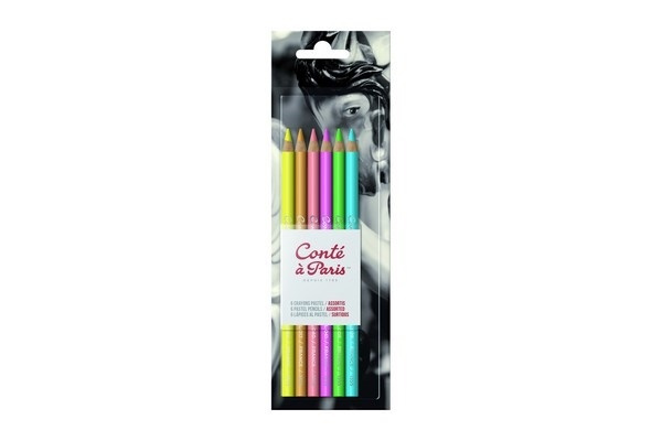 CONTE Blister X6 Pastel Pencils Bright Hues i gruppen SPORT, FRITID & HOBBY / Hobby / Mal & Tegn / Kuglepenne, Farveblyanter & Tuschpenne hos TP E-commerce Nordic AB (A01264)