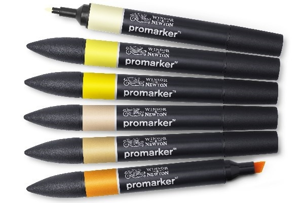 WINSOR Promarker set, yellow tones 6pcs i gruppen SPORT, FRITID & HOBBY / Hobby / Mal & Tegn / Kuglepenne, Farveblyanter & Tuschpenne hos TP E-commerce Nordic AB (A01317)