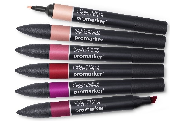 WINSOR Promarker set, red tones 6pcs i gruppen SPORT, FRITID & HOBBY / Hobby / Mal & Tegn / Kuglepenne, Farveblyanter & Tuschpenne hos TP E-commerce Nordic AB (A01319)