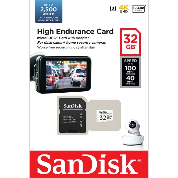 SANDISK MicroSDHC 32GB High Endurance med adapter i gruppen HJEMMEELEKTRONIK / Lagringsmedier / Hukommelseskort / MicroSD/HC/XC hos TP E-commerce Nordic AB (A05011)