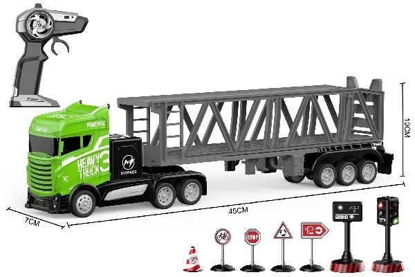 CRAZON Lastbil R/C m/hænger & skilte 1:16 2,4GHz grøn i gruppen LEGETØJ, BØRN & BABY / Radiostyrede / Radiostyrede biler hos TP E-commerce Nordic AB (A05061)