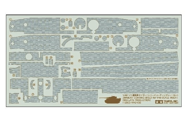 Tamiya 1/48 TigerI Mid-Late Zim Sheet i gruppen SPORT, FRITID & HOBBY / Hobby / Plastik modeller / Militære køretøjer (land) hos TP E-commerce Nordic AB (A06692)