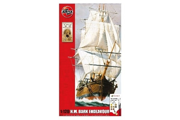 Airfix Endeavour Bark and Captain Cook 250th anniversary i gruppen SPORT, FRITID & HOBBY / Hobby / Plastik modeller / Startsæt/Gavesæt hos TP E-commerce Nordic AB (A06950)