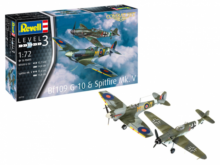 Revell Model Set Combat Set Bf109G-10 & Spitfire Mk 1:72 i gruppen SPORT, FRITID & HOBBY / Hobby / Plastik modeller / Startsæt/Gavesæt hos TP E-commerce Nordic AB (A08040)