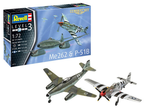 Revell Model Set Combat Set Me262 & P-51B 1:72 i gruppen SPORT, FRITID & HOBBY / Hobby / Plastik modeller / Startsæt/Gavesæt hos TP E-commerce Nordic AB (A08041)